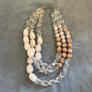 Multi Strand Pink and Crystal Bead Necklace